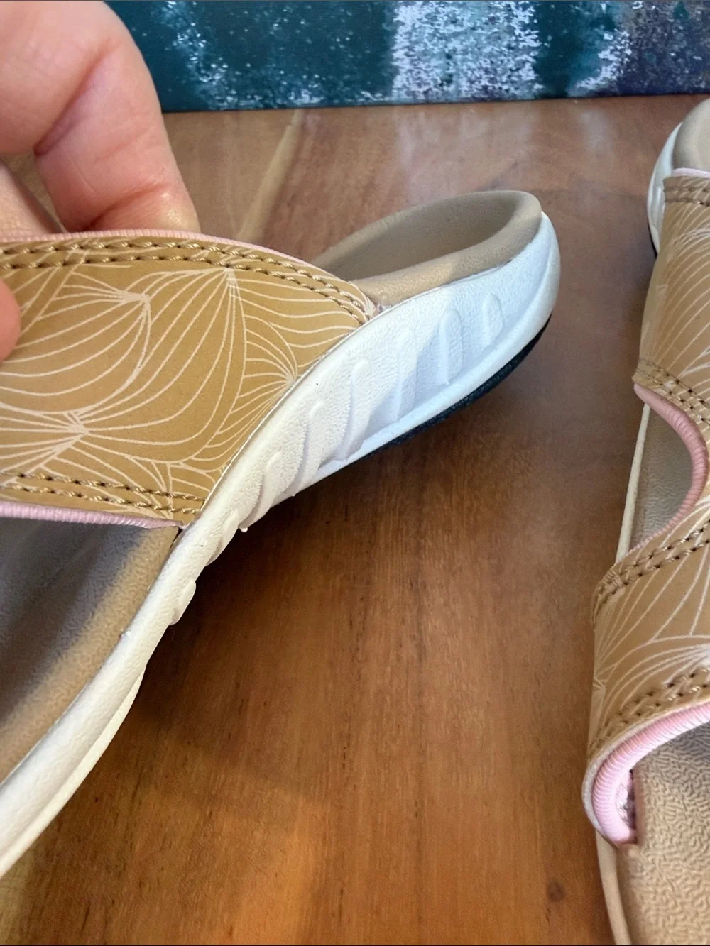 Spenco Comfort Tan/Pink Kholo Wave Orthotic Slide Sandals NWT